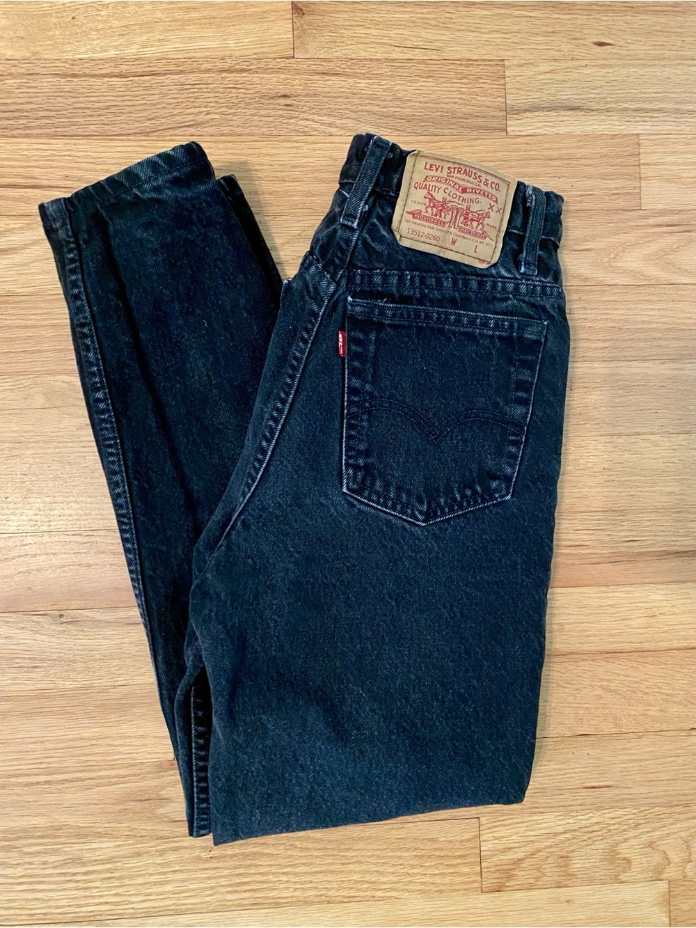 Vintage 90s Levis 512 Black Washed Denim Jeans USA Made 23”x27”
